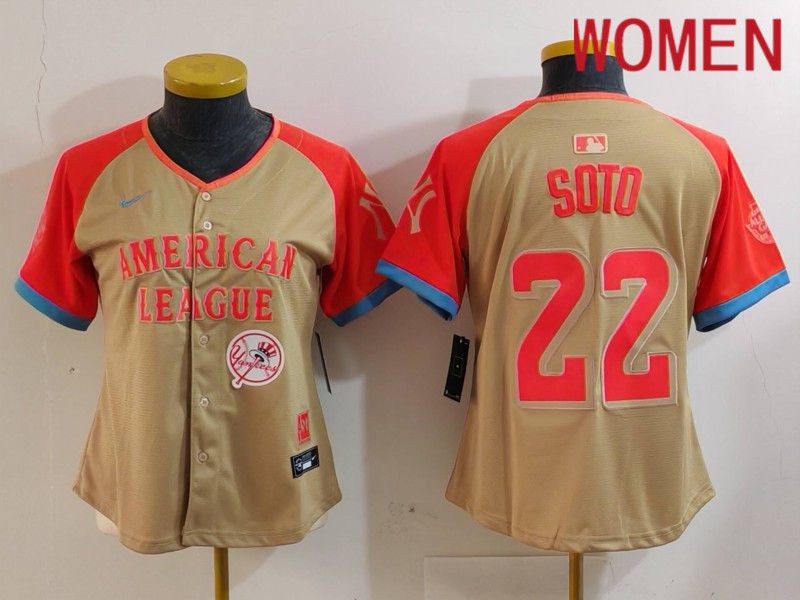 Women New York Yankees #22 Soto Orange All star 2024 Nike MLB Jersey style 6->youth mlb jersey->Youth Jersey